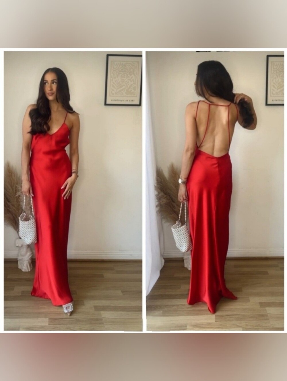 NEW Zara Size S Red Satin Backless Slip Gown Blogger Favorite